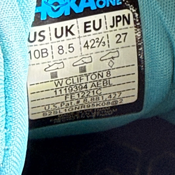 Hoka One One Clifton 8 Athletic Running Shoes Aqua Blue Women's Size 10B - Picture 9 of 11